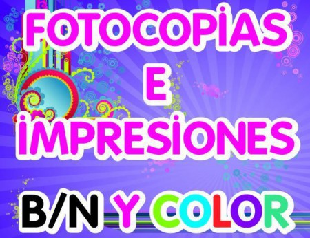 todos los tamaños de copias, B/N y Color